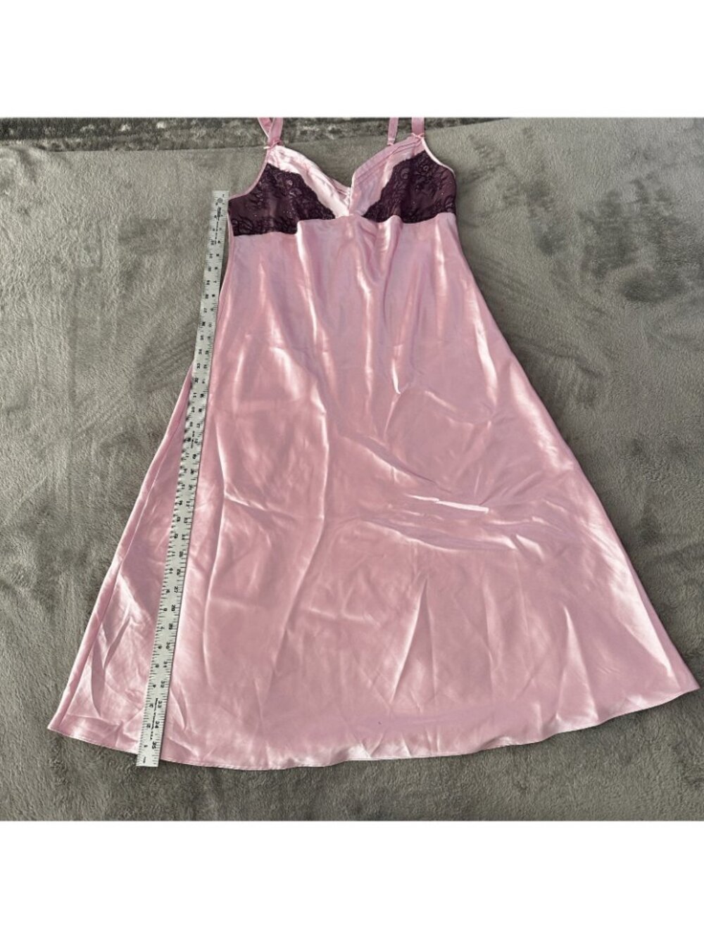 Jones New York Pink Purple Long Satin Slip Dress Nightgown LARGE Whimsy Fairy - Picture 6 of 6